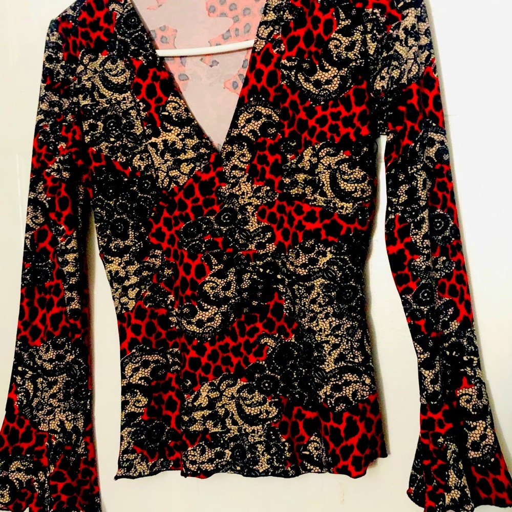 Red Leopard blouse size small